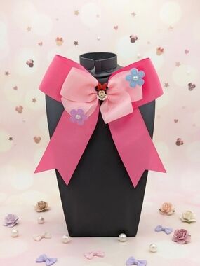 Large Layered Pink Minnie Mouse Bow With Charm